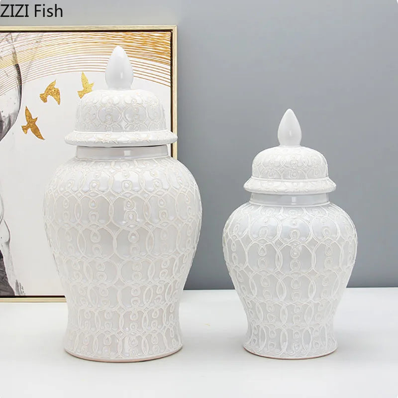 Afralia™ Ceramic Floral Storage Jar Set - Vintage Tea Caddy & Vase Home Decor