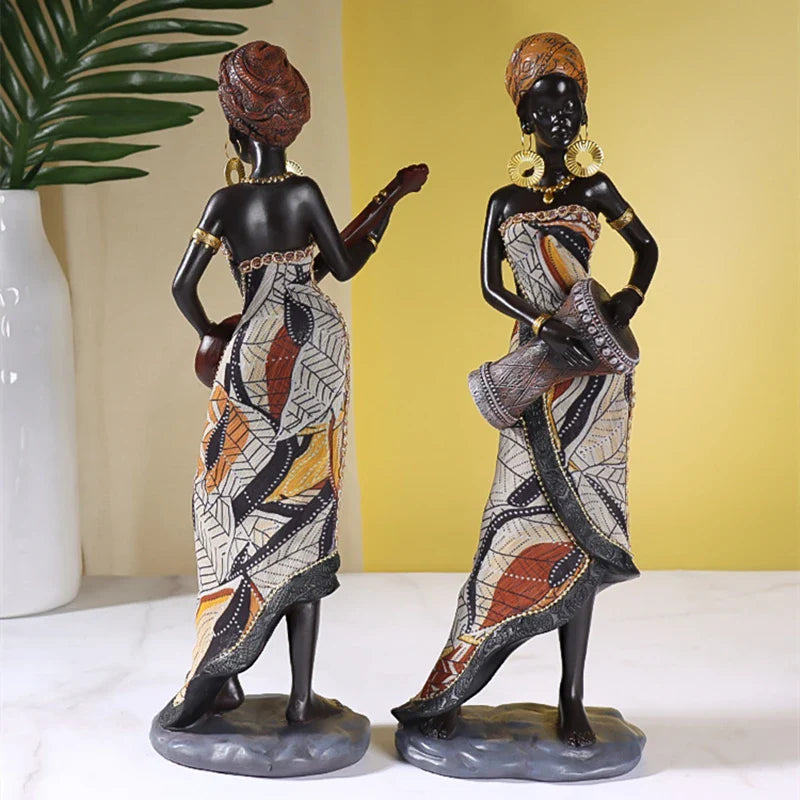 Afralia™ Resin African Women Statue: Modern Art Figure for Home & Office Decor