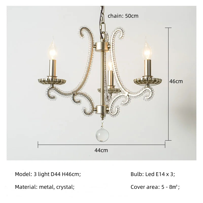 Afralia™ Crystal LED Chandelier: French Living Room Retro E14 Pendant Light for Home Decor