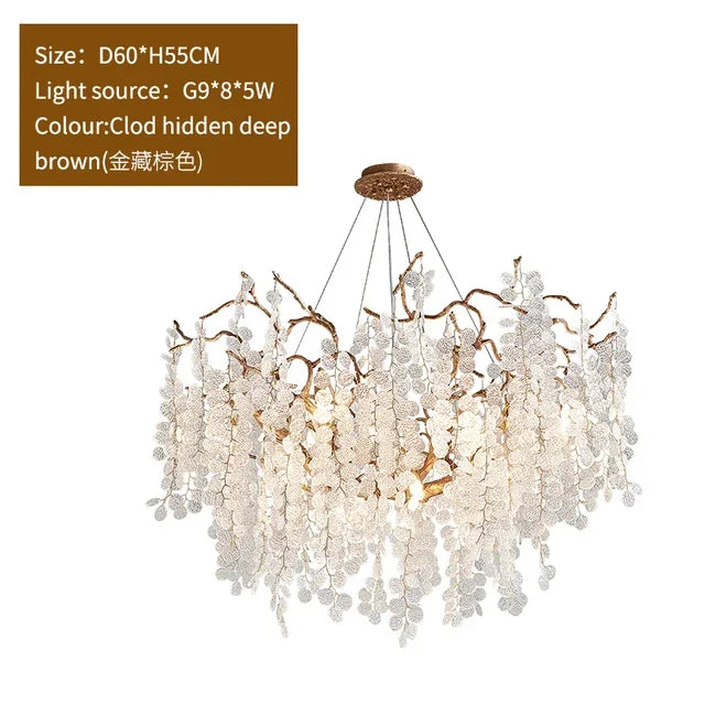 Afralia™ Grapes Crystal Chandelier: Luxury Golden Copper Pendant Light for Living Room Bedroom