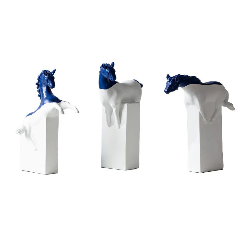 Afralia™ Resin Horse Statue Abstract Sculpture Figurine Home Decor Art Ornament