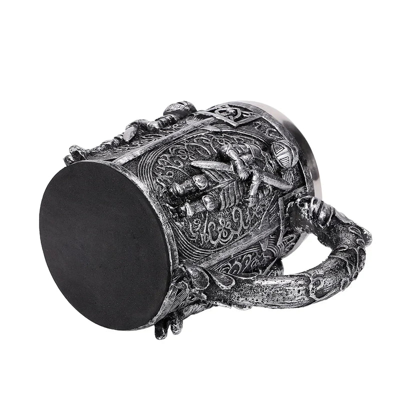 Afralia™ Medieval Warrior Stainless Steel Beer Mug Tankard - Retro Pub Bar Decor