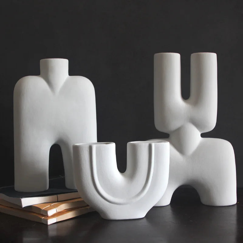 Afralia™ Geometric Ceramic Vase | Irregular Ornaments | Room Decoration Accessories