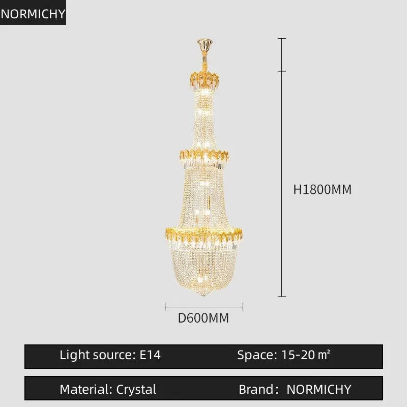 Afralia™ Crystal LED Chandelier for Hotel Lobby & Living Room | Elegant Staircase Design
