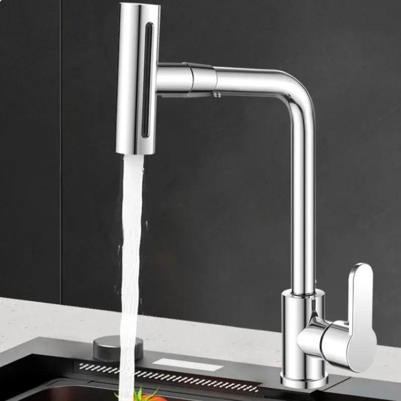 Afralia™ Stainless Steel Waterfall Kitchen Faucet with Stream Sprayer - Deck Mounted Sink Mixer