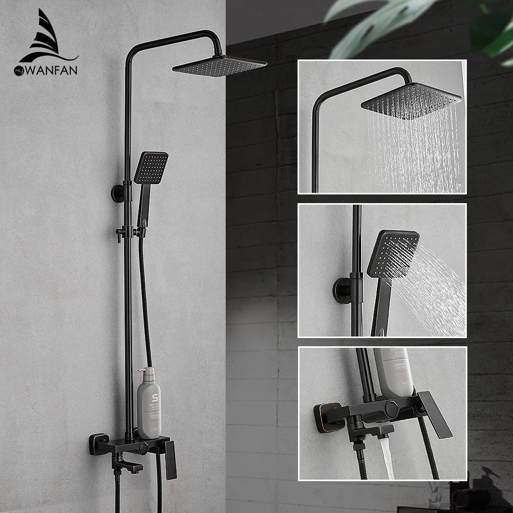 Afralia™ Brass Chrome Round Tube Shower Faucet with Slide Bar and Single Handle