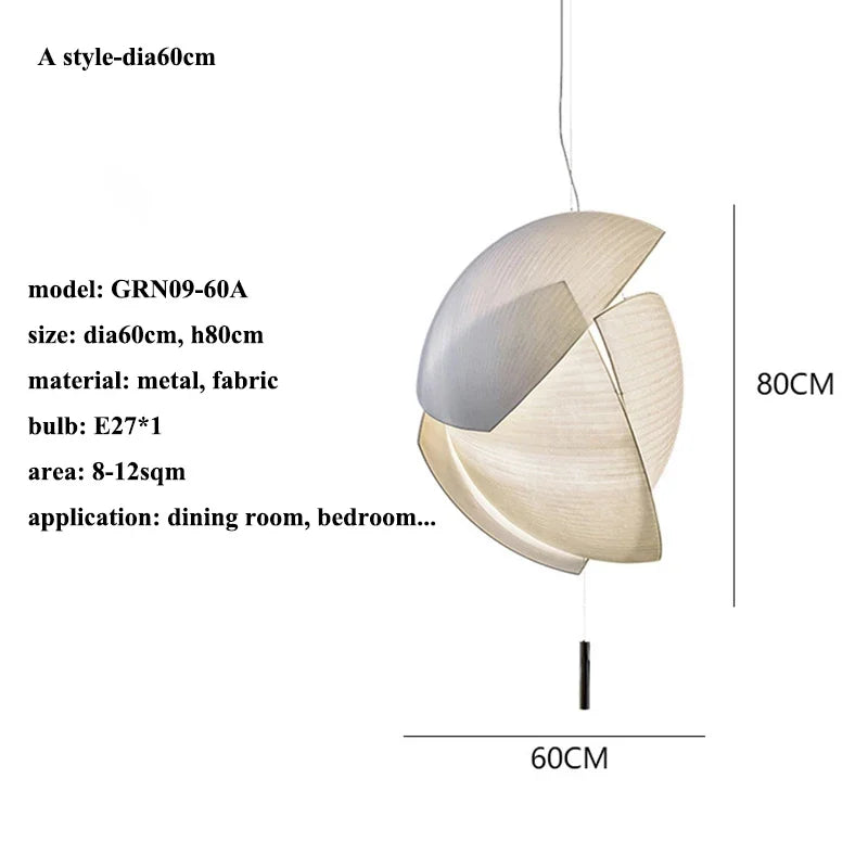 Afralia™ VOILES Fabric Pendant Lamp, Handmade Japanese Wabi Sabi Light for Living Room and Kitchen