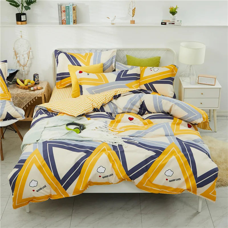 Afralia™ Cartoon Printed Bedding Set: Bed Sheet, Duvet Cover, Pillowcases