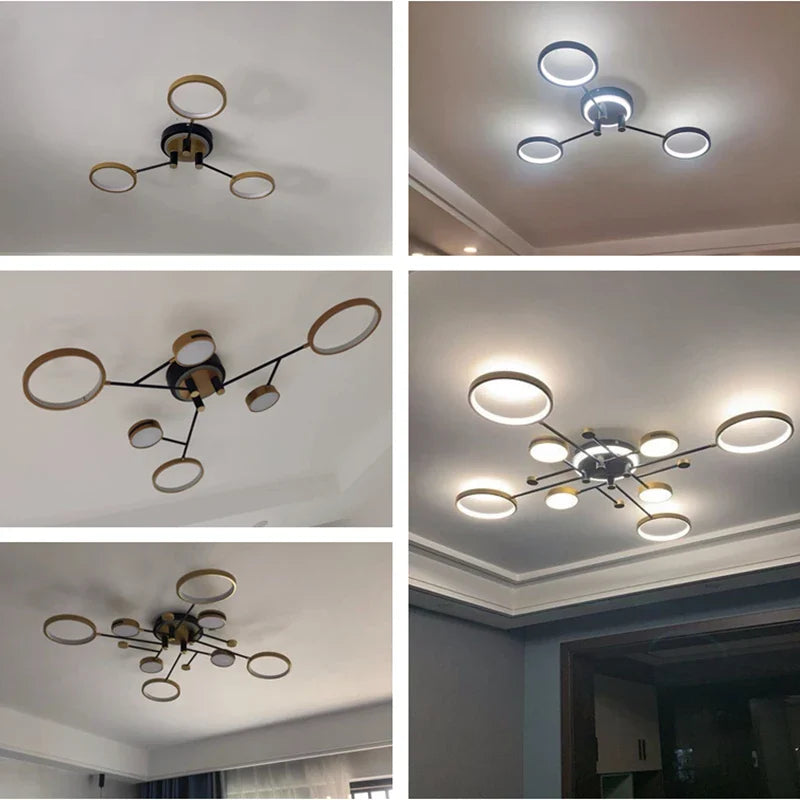 Afralia™ Gold/Black Pendant Light Chandelier for Living Room Dining Bedroom - Modern Nordic Ceiling Lamps