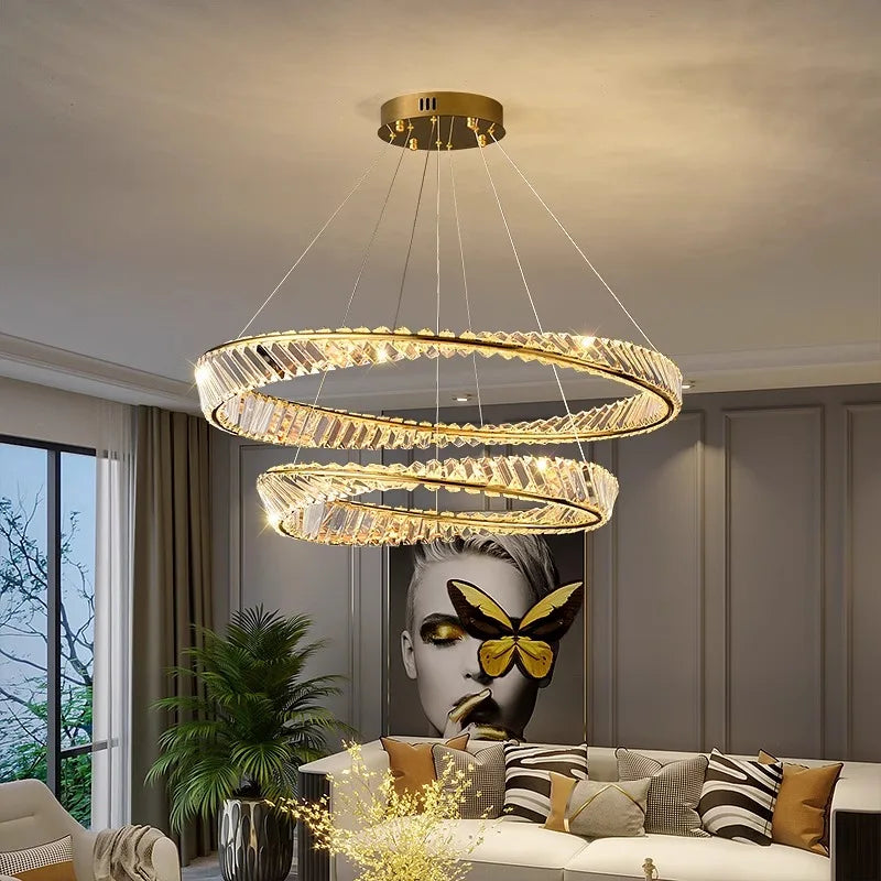 Afralia™ Crystal Chandelier: Modern Home Interior Lighting, Living & Dining Room Pendant Lights