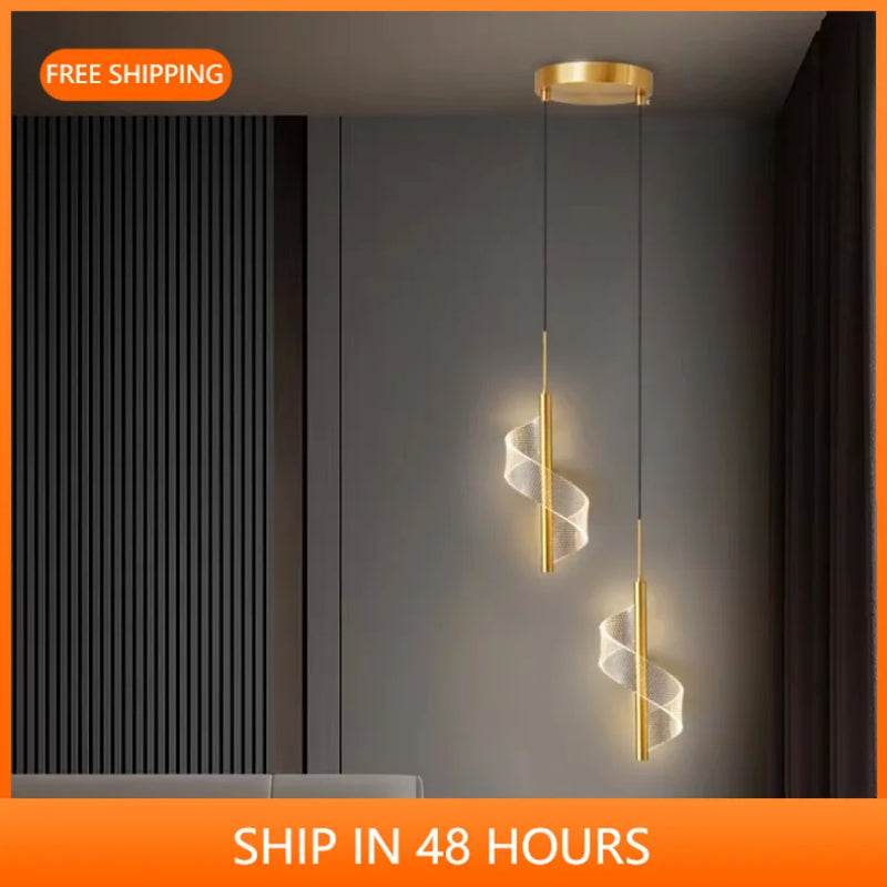 Afralia™ Spiral LED Pendant Chandelier for Indoor Kitchen Bedroom Hotel Ceiling Decoration