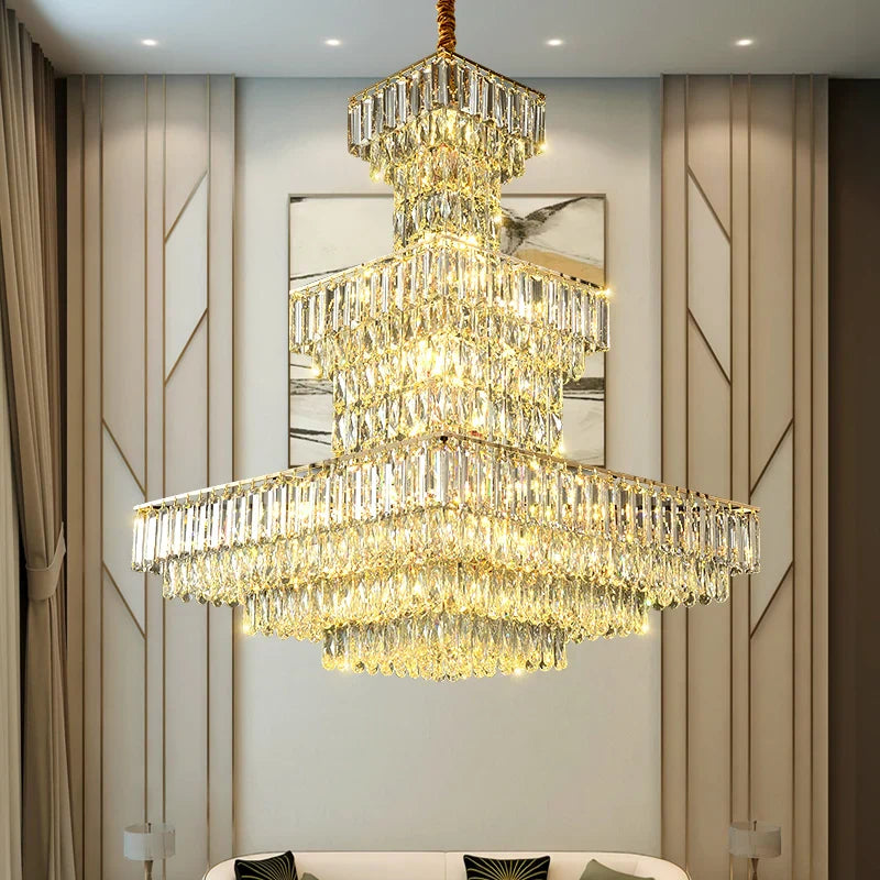 Afralia™ Spiral Staircase Crystal Chandelier: Modern High Living Room Light Luxury Design