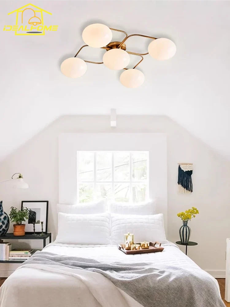 Afralia™ Nordic Iron Art Ceiling Light LED E27 Gold/Black Modern Minimalist Bedroom Restaurant