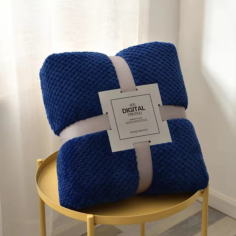 Afralia™ Pineapple Grid Flannel Blanket: Lightweight & Cozy for All Seasons