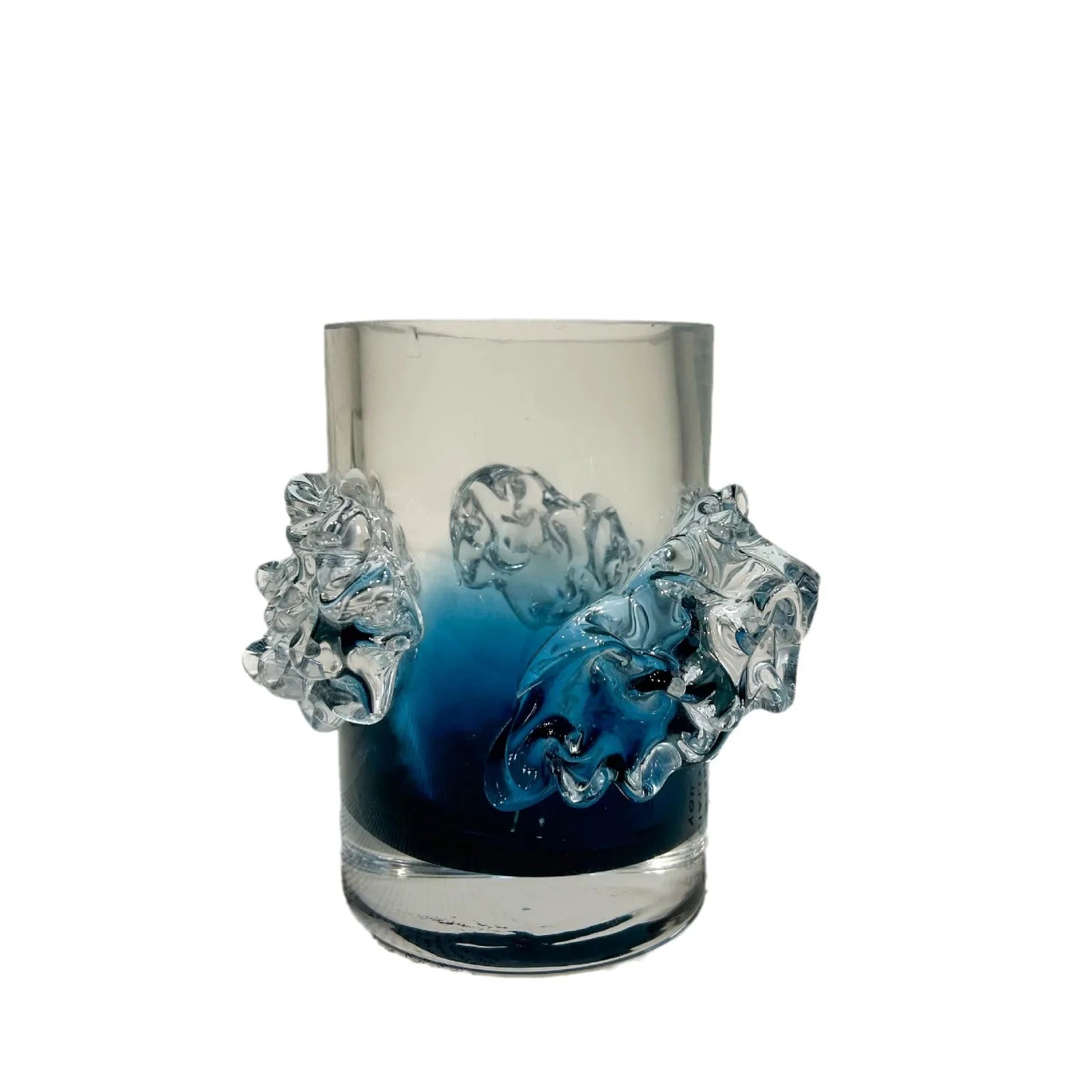Afralia™ Blue Gradient Wavy Glass Vase for Floral Arrangements and Room Decor