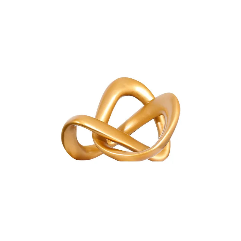 Afralia™ Golden Twisted Dough Rope Knot Ornaments Geometric Line Home Decoration