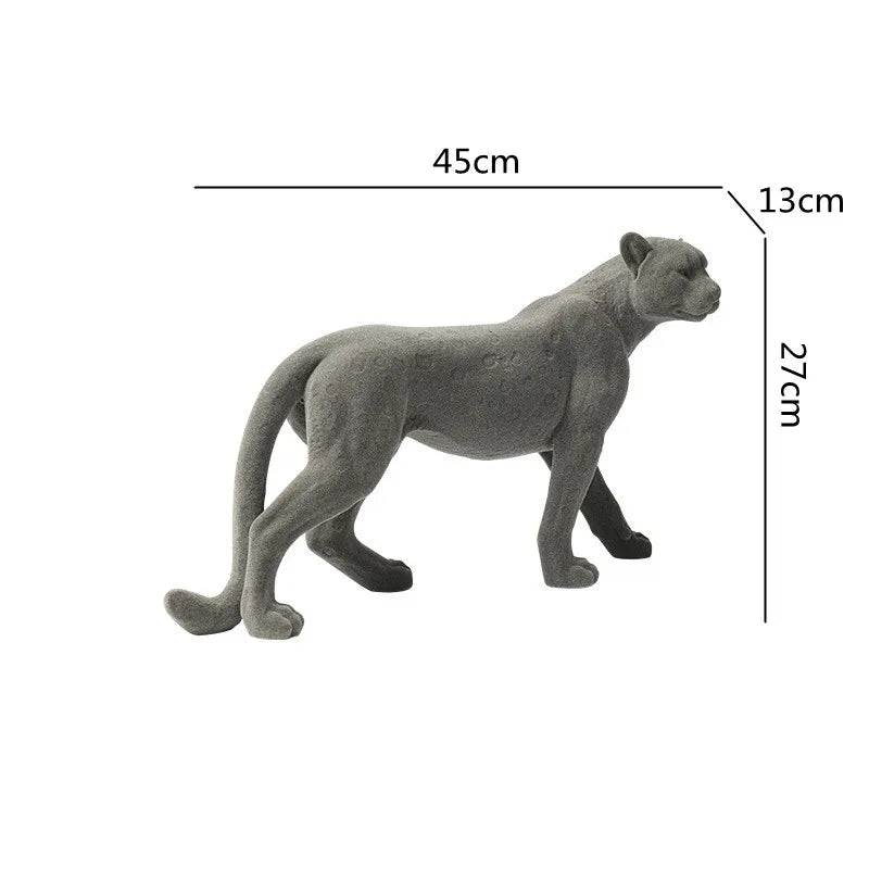 Afralia™ Leopard Flocking Sculpture Cheetah Pendant Home Decor Figurine