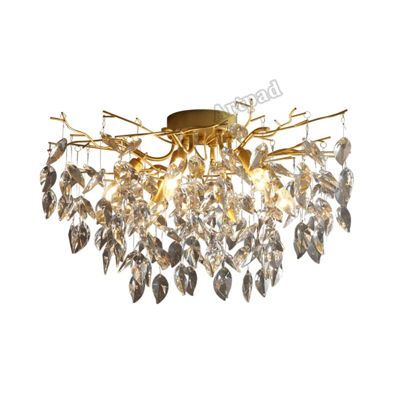 Afralia™ Vintage Crystal Ceiling Lamp LED Chandelier for Living Room & Bedroom