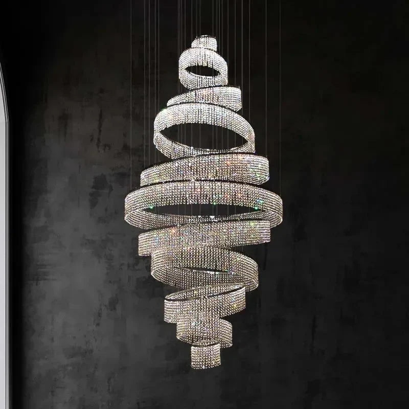 Afralia™ Modern Crystal LED Chandelier Ring for Living Room Lobby - Chrome Finish