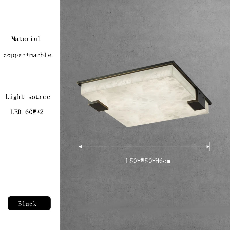 Afralia™ Marble Bronze Square Ceiling Chandelier - Bedroom Luxury Lighting