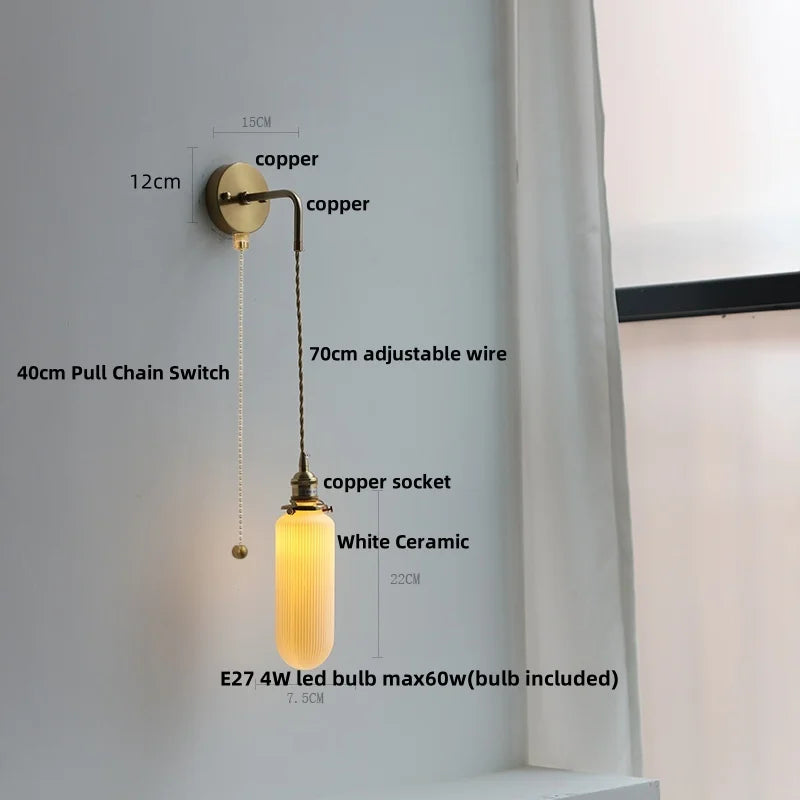 Afralia™ Clear Glass LED Wall Light | Modern Adjustable Nordic Copper Lamp Fixtures