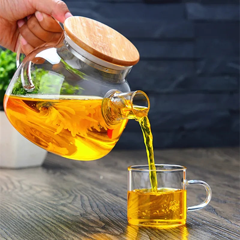 Afralia™ Glass Teapot with Infuser for Tea Brewing - 1000ml Heat Resistant Water Pot