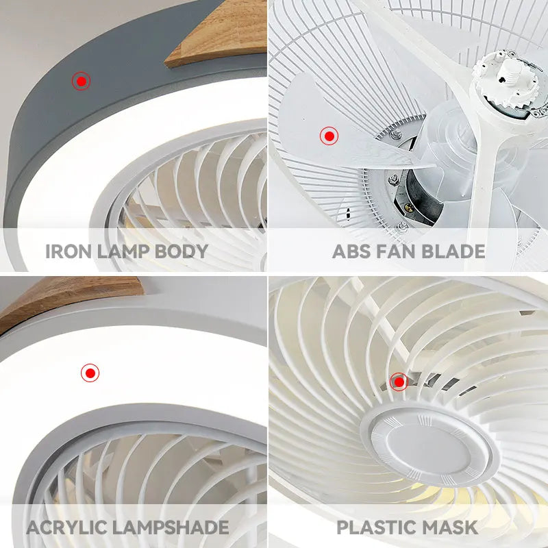 Afralia™ Wood Ceiling Fan Light Remote Control Dimmable LED Indoor Kids Light