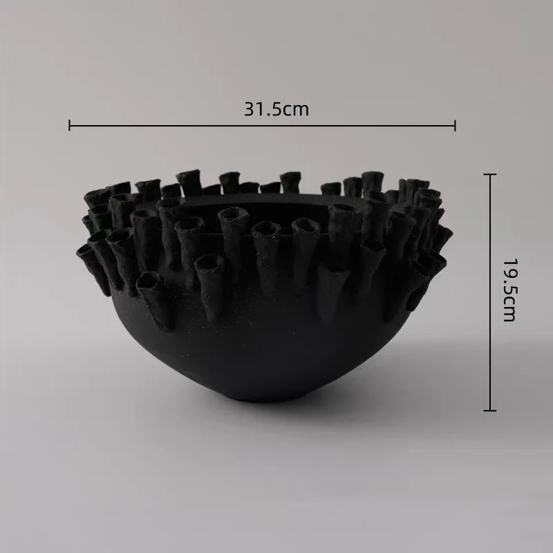 Afralia™ Handcrafted Ceramic Relief Vase for Home Decor & Flower Arrangement