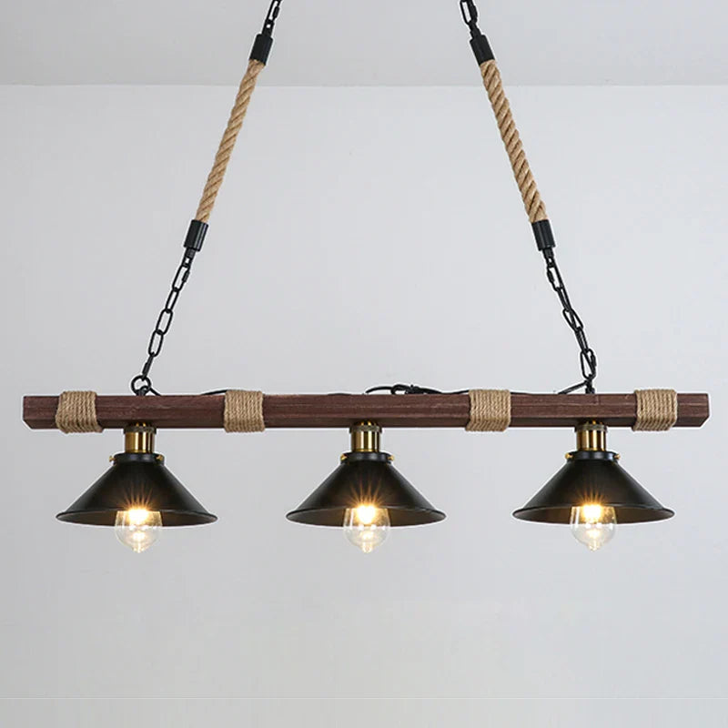 Afralia™ Nostalgic Wood and Rope Chandelier for Vintage Industrial Lighting