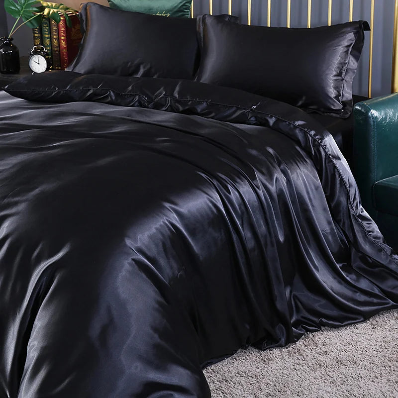 Afralia™ King Size Silk-Blend Duvet Cover Set with Pillowcases