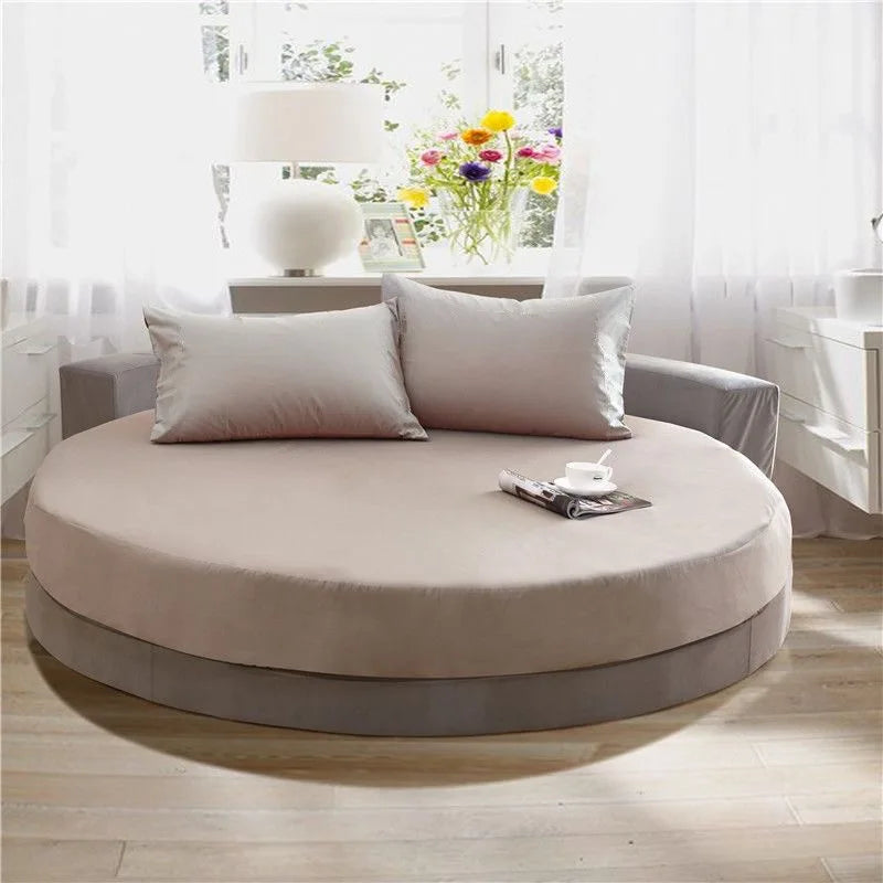 Afralia™ Cotton Round Fitted Bed Sheet Set with Pillowcases
