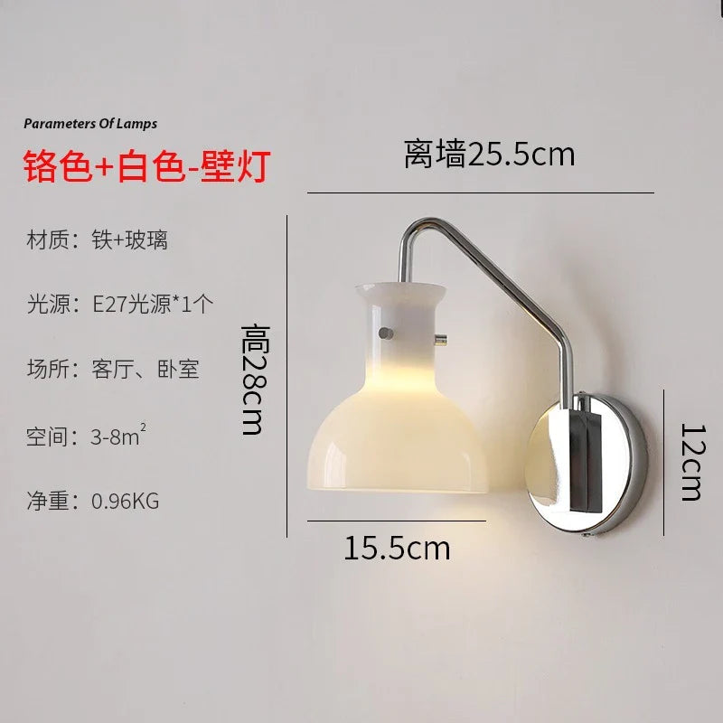 Afralia™ Bauhaus Glass LED Wall Lamp Iron Art Decor for Bedroom Living Room