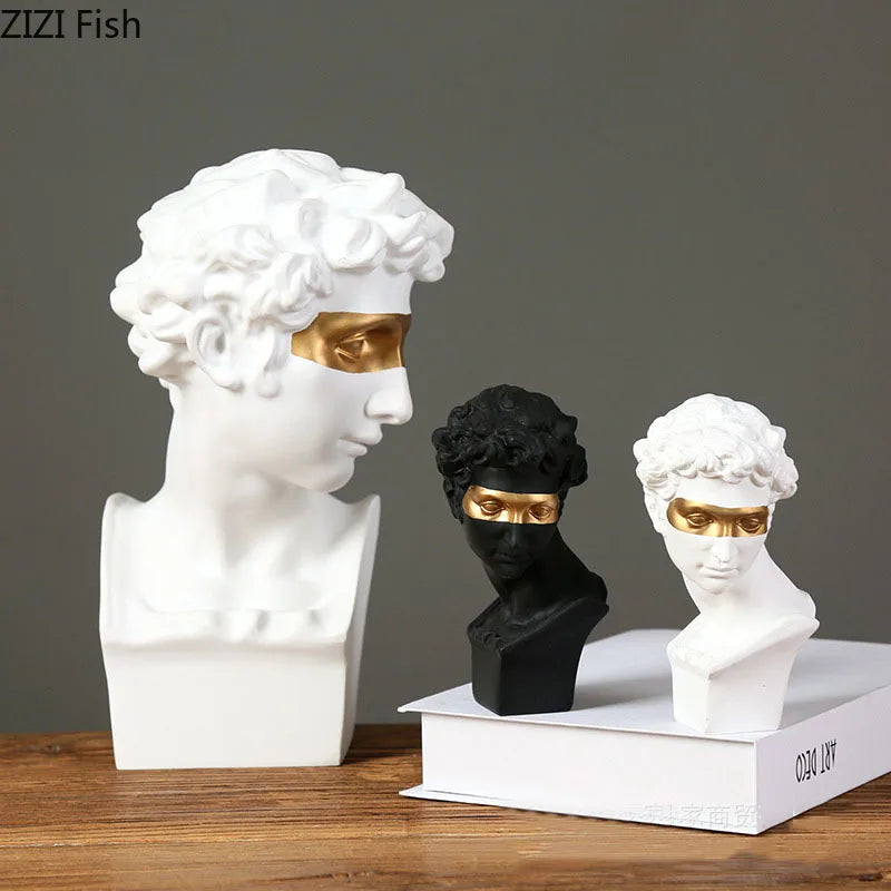 Afralia™ Gold David Statue Resin Sculpture Artwork Ornament for Living Room