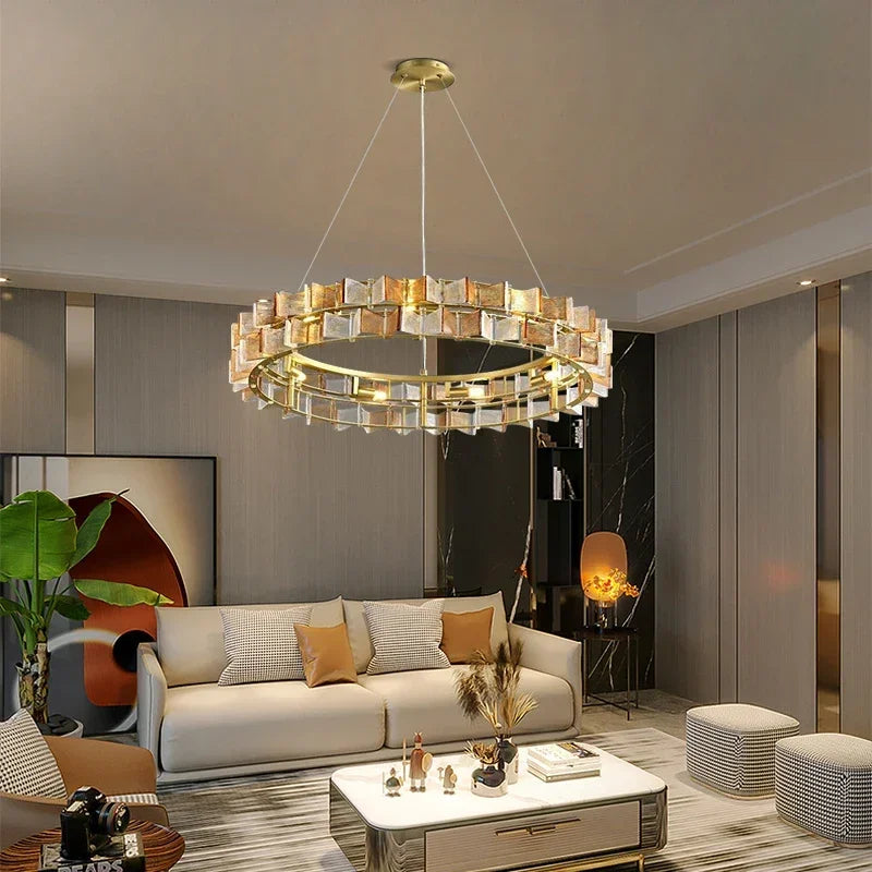 Afralia™ Luxury Glass Chandelier for Living Room Hotel Bedroom Bar Home Decoration