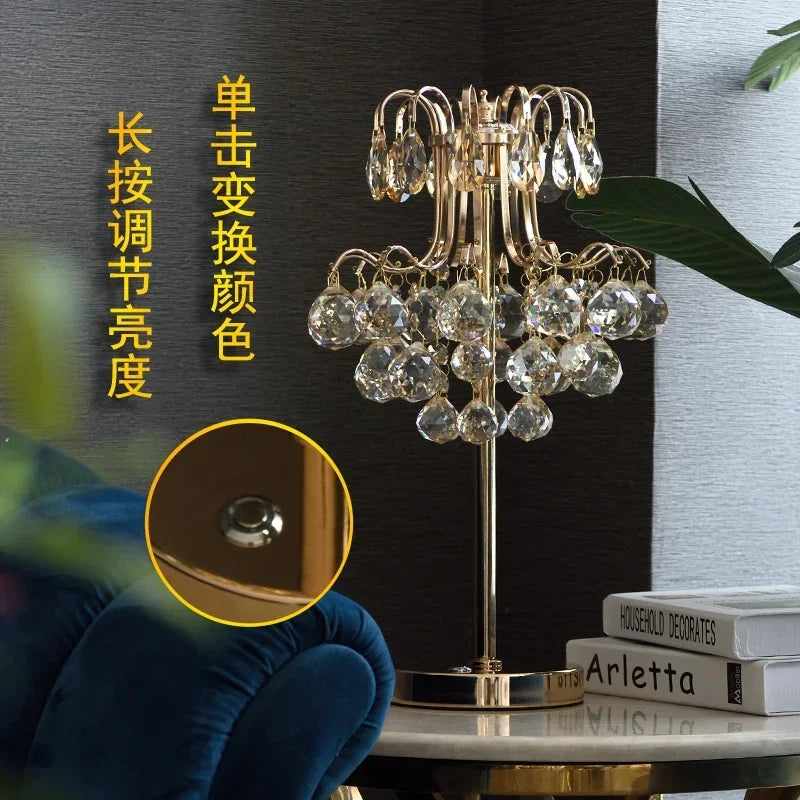 Afralia™ Crystal Table Lamp: Nordic Luxury LED Touch Dimming, Modern Bedroom Bedside Lighting