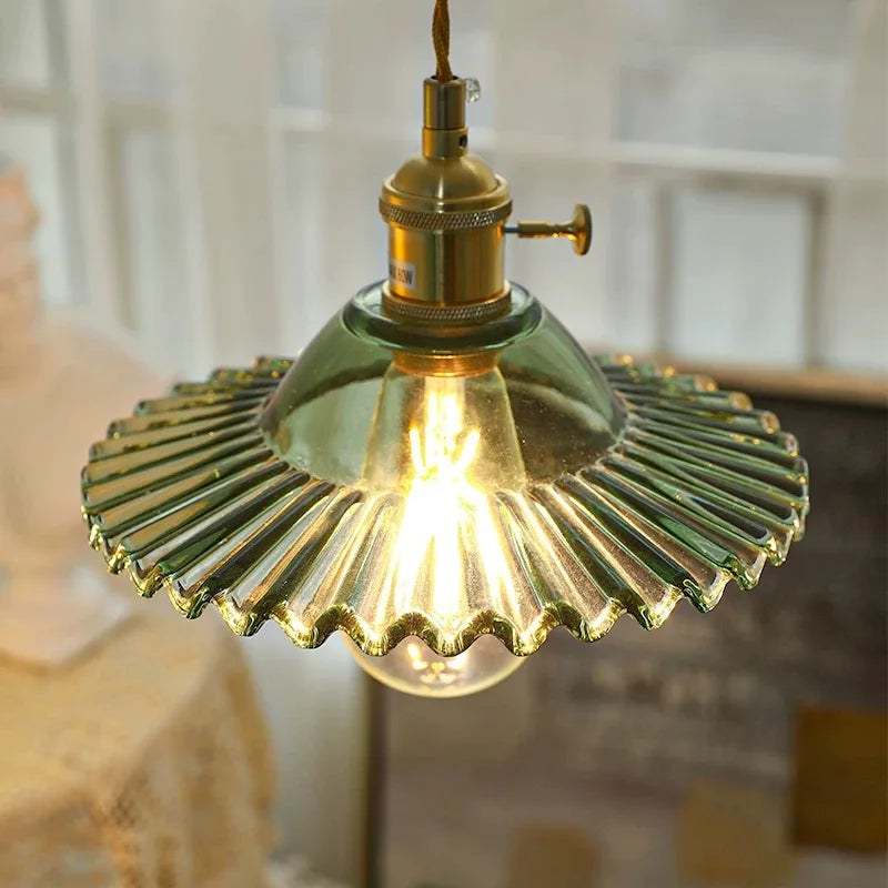 Afralia™ Green Glass LED Pendant Lights - Nordic Minimalist Style for Bedroom, Living Room