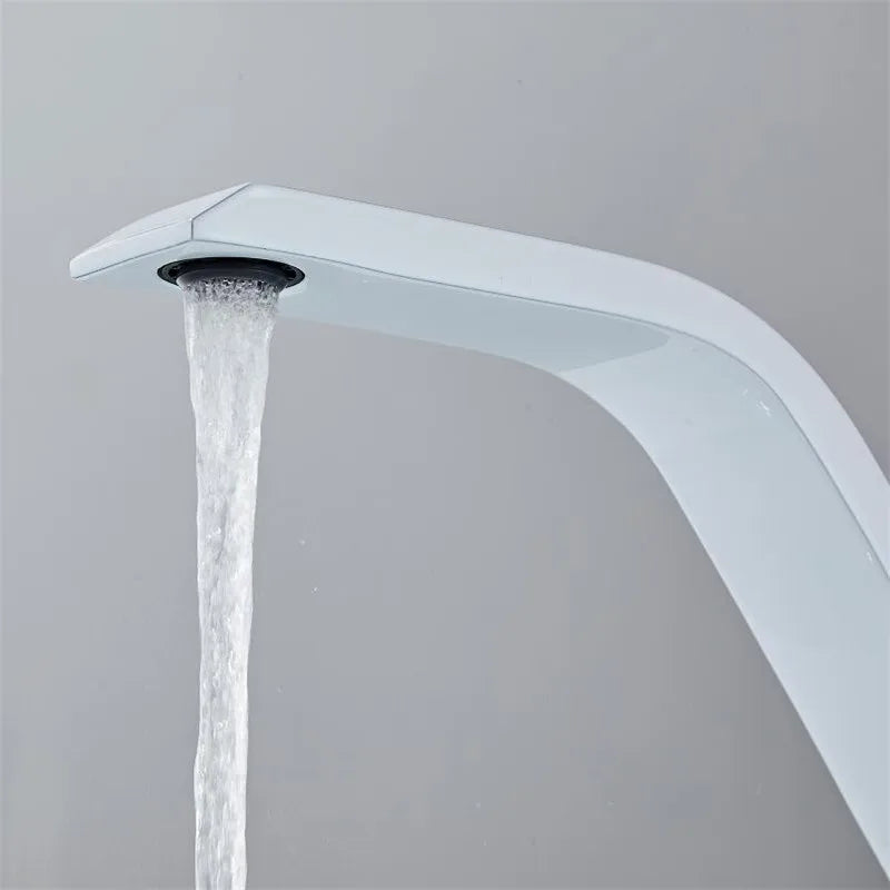 Afralia™ White Modern Basin Faucet: Single Handle Waterfall Mixer Tap for Bathroom