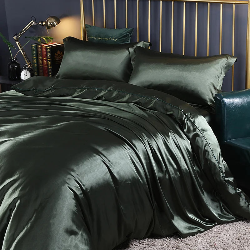 Afralia™ King Size Silk-Blend Duvet Cover Set with Pillowcases