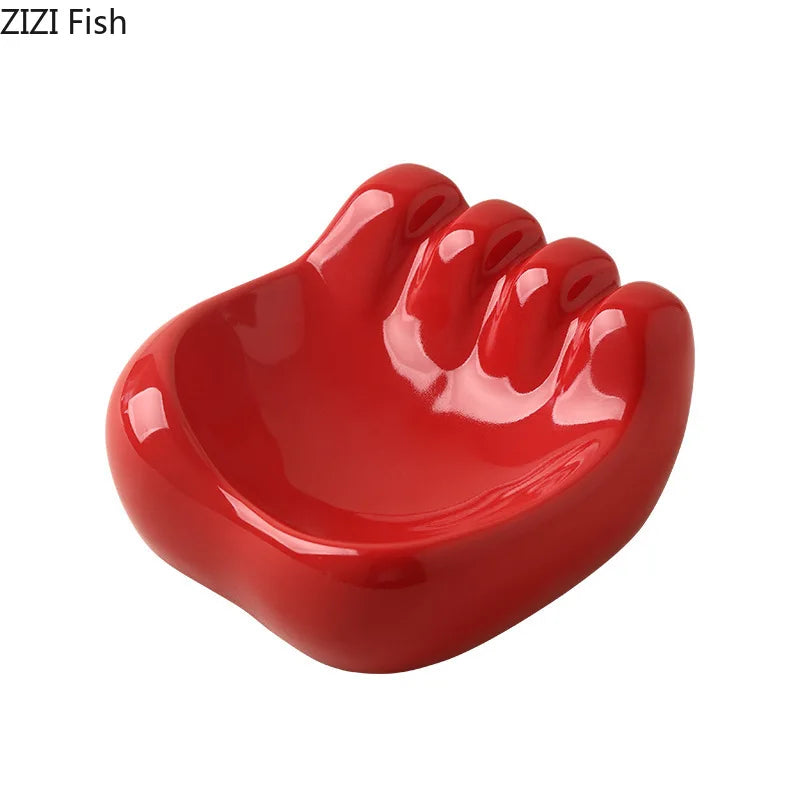 Afralia™ Modern Palm Shape Ceramic Ashtray for Smoking Weed, Home Decor & Gifts