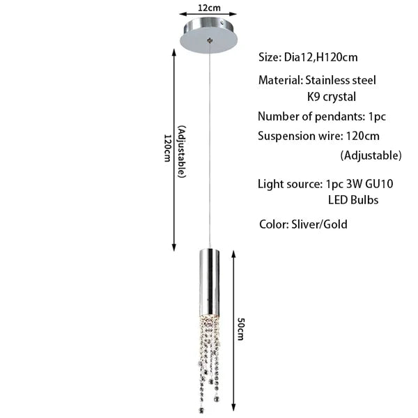 Afralia™ Chrome Crystal LED Ceiling Pendant: Modern Large Staircase & Lobby Lighting
