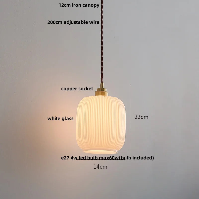 Afralia™ White Glass LED Pendant Lamp: Modern Nordic Style for Kitchen, Dining Room, Bedroom