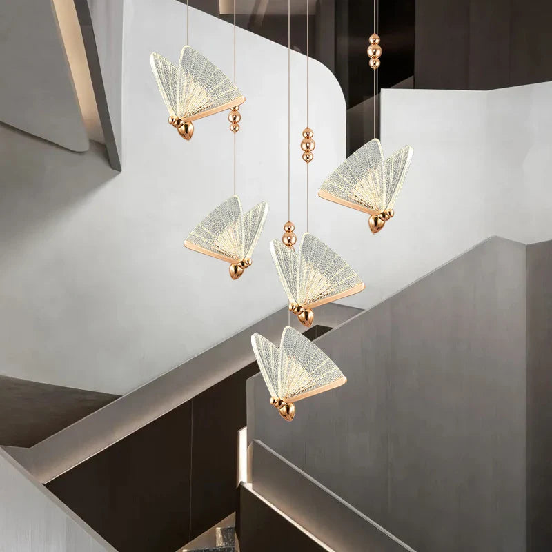 Afralia™ Modern Butterfly Chandelier Lighting for Living Room, Staircase, Bedroom - Indoor LED Lamps