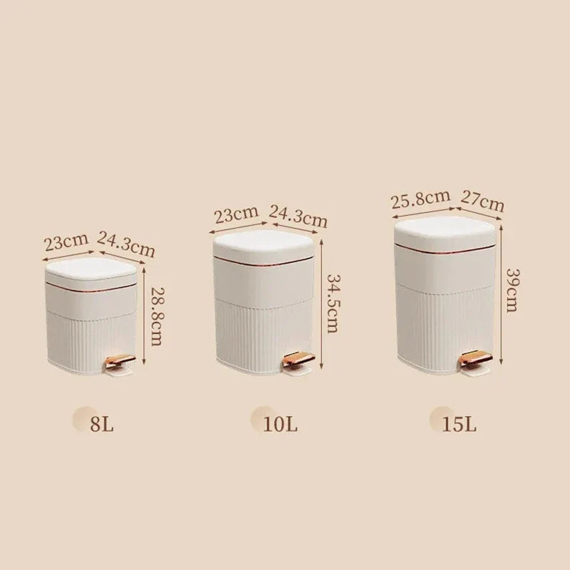 Afralia™ Light Luxury Pedal Trash Can with Lid for Kitchen Bathroom Large Capacity Bin