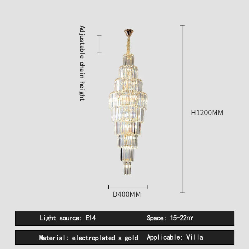 Afralia™ Crystal Pendant Light: Luxury Nordic Villa Chandelier with Hollow Design