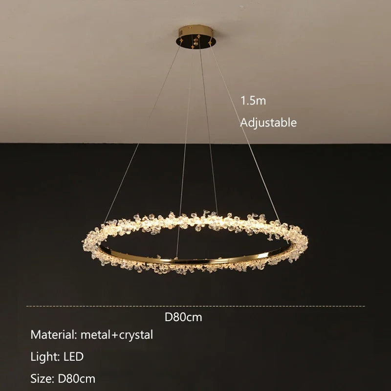 Afralia™ Crystal Pendant Chandelier: Modern Luxury Dimmable LED Ring Light for Home and Restaurant