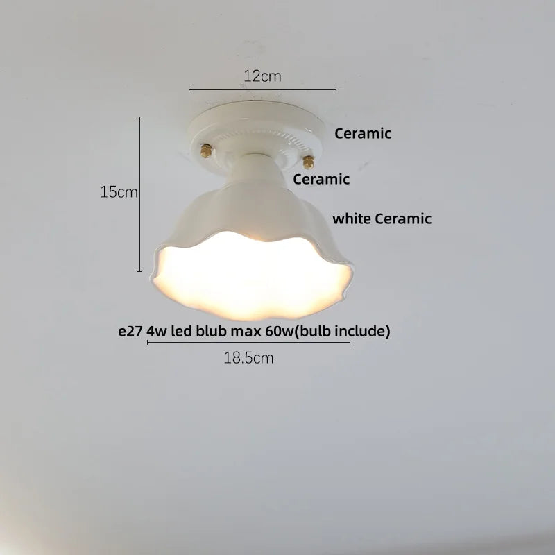 Afralia™ White Ceramic LED Ceiling Light Fixture Nordic Modern Home Decor Lighting Plafond Lamp