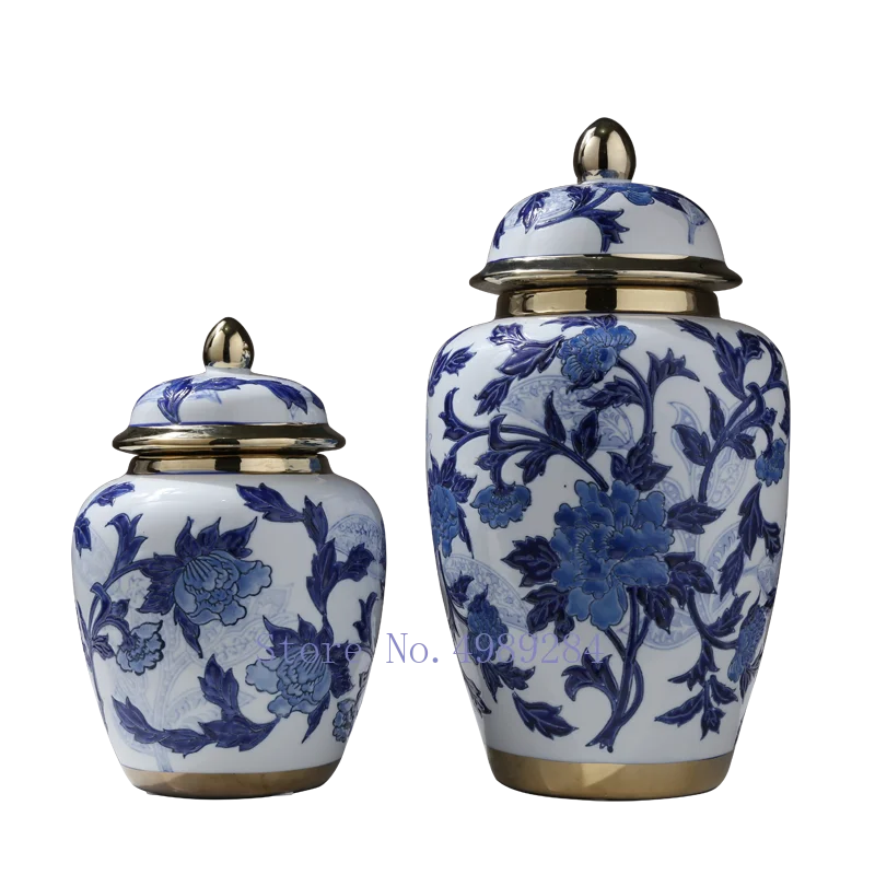 Afralia™ Chinese Retro Storage Tank Vase with Cover for Modern Home Decoration