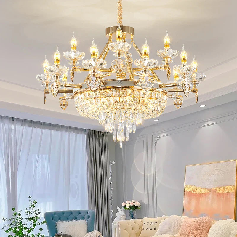 Afralia™ Crystal Luxury Chandelier for European Style Living Room, Bedroom, and Stairwell