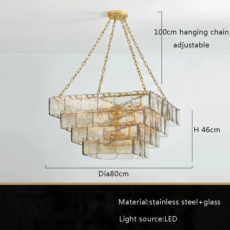 Afralia™ Gold Glass Chandelier  Luxe Living Room Lighting Fixture Luxurious Hanging Lamp
