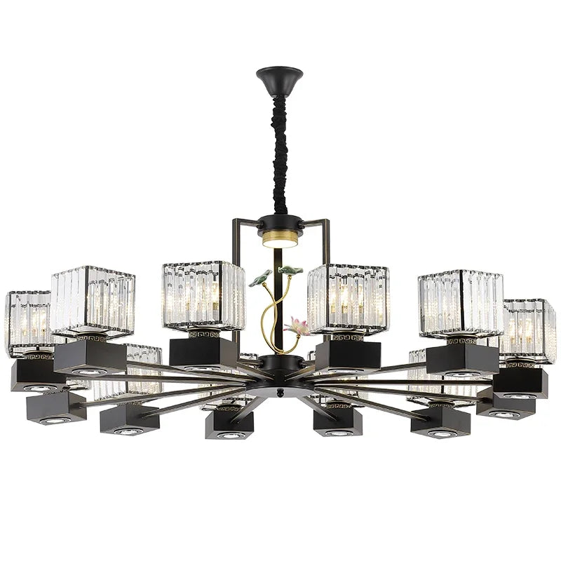 Afralia™ Crystal Dining Room Chandelier with Spotlights for Hotel Club Ballroom